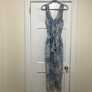 Blue floral jumpsuit from Anthropologie. Gently worn, good condition